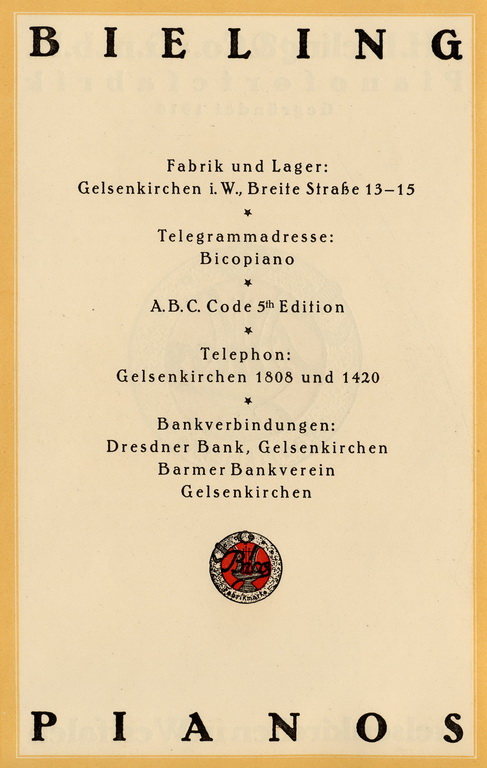 Bieling Pianos - Katalog von 1928 Seite 3 von 14 Bieling Pianos - Katalog von 1928 Seite 3 von 14